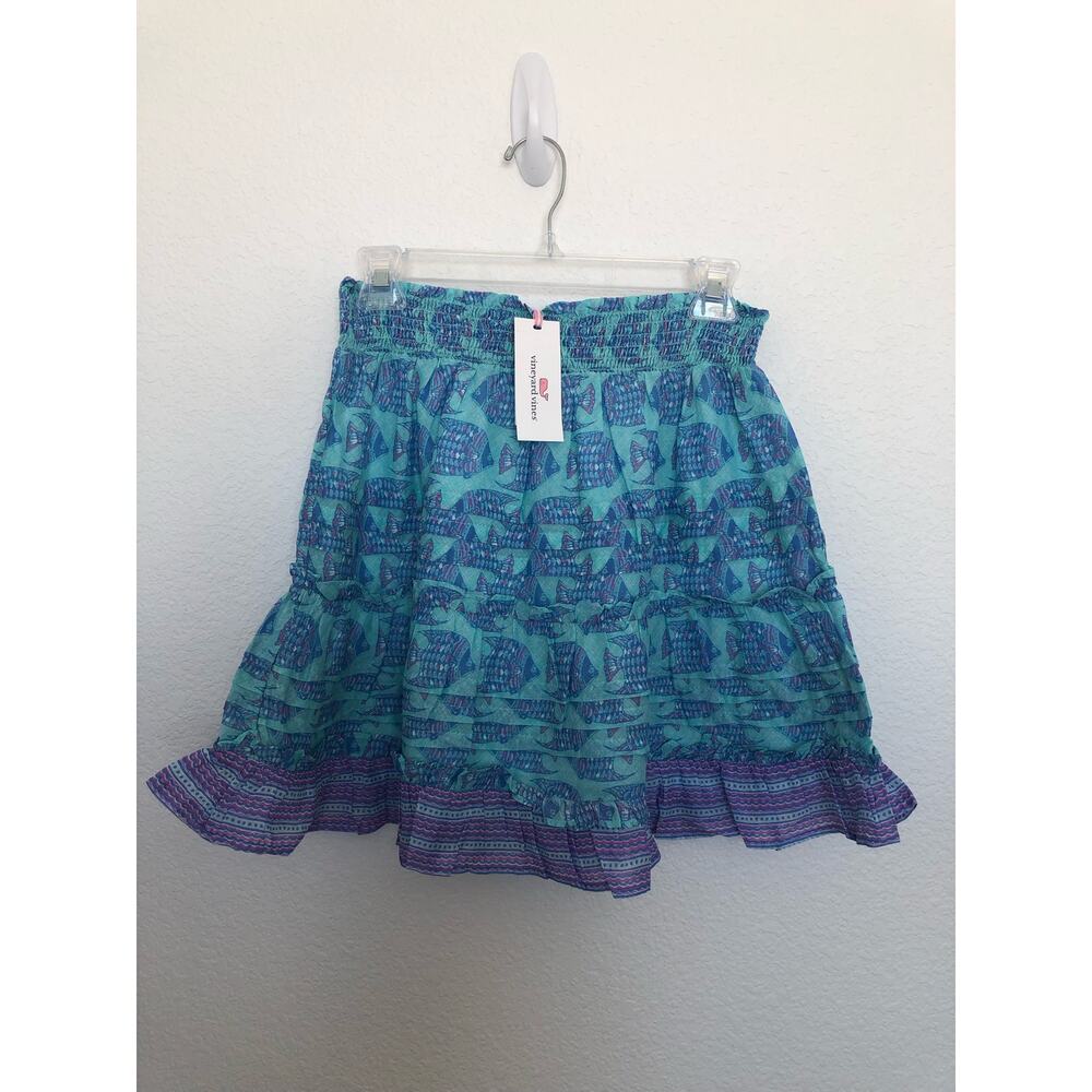 Vineyard Vines Tang Fish Smocked Ruffle Skirt - M